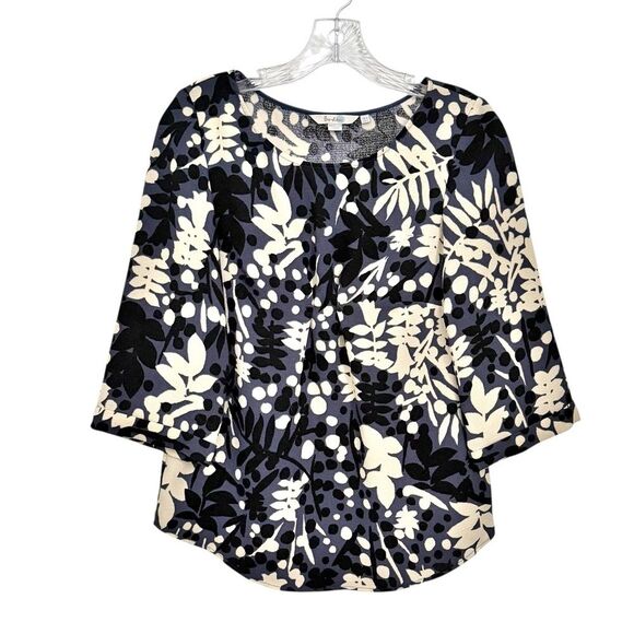 Boden Black and Blue Floral Botanical Print Blouse size 6 - Picture 1 of 7